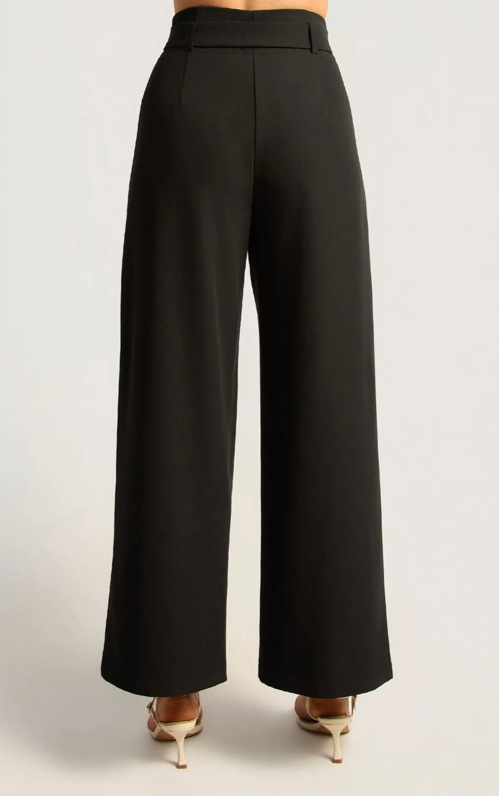 Straight leg Belted Dress Pants - Black