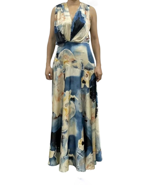 Satin Marble Dress  - blue and black