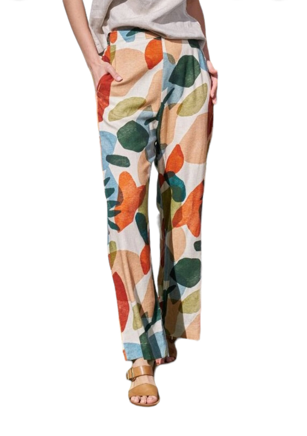 St Lucia Pants - Multi Khaki and Rust