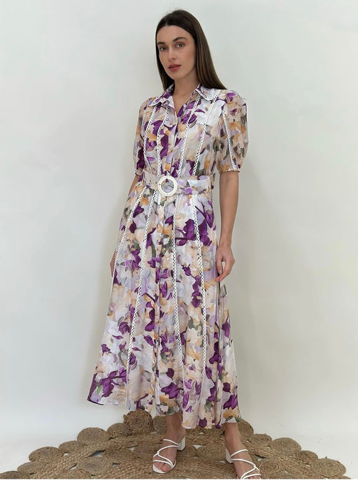 Floral midi Dress - Purple Multi