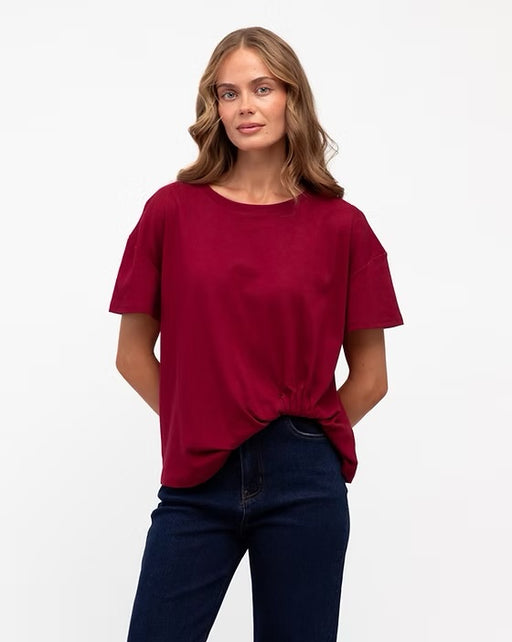 Easy Tuck Cotton Tee - Berry