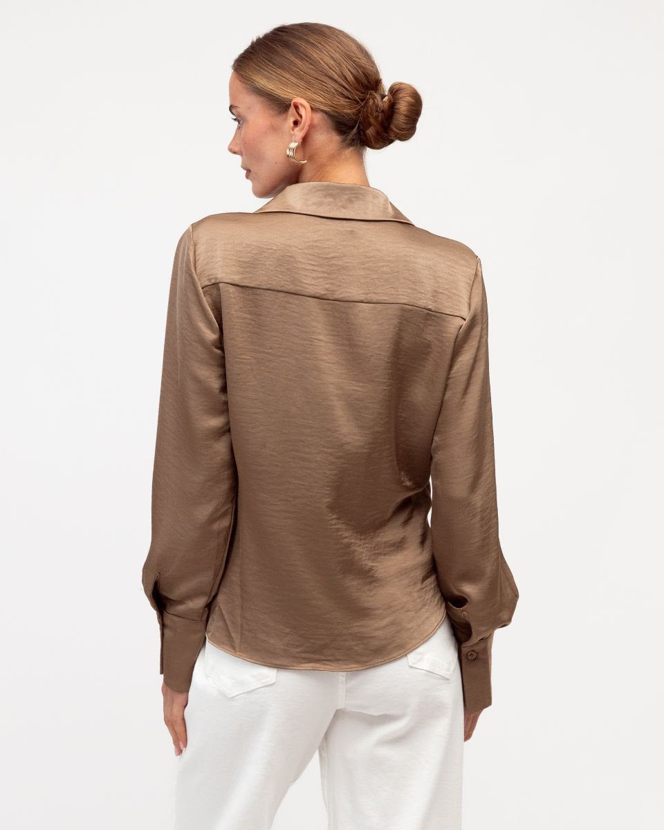 Satin Aysym Blouse - Mocha