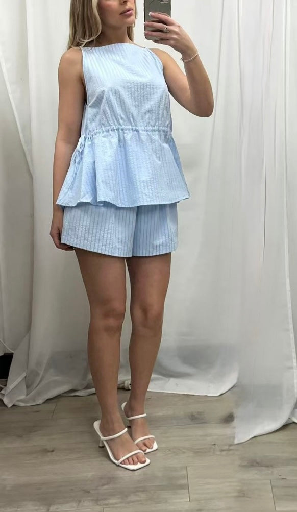 Peplum stripe Set - Light blue