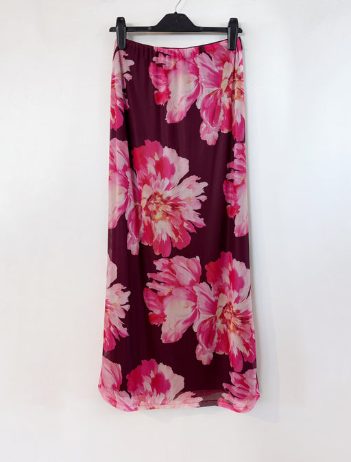 Rue Mesh Maxi Skirt - Floral Pink and Red