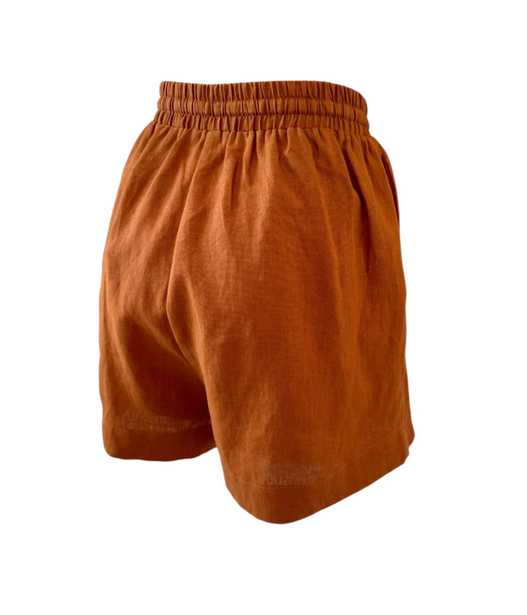 Staple Linen Shorts - Rust