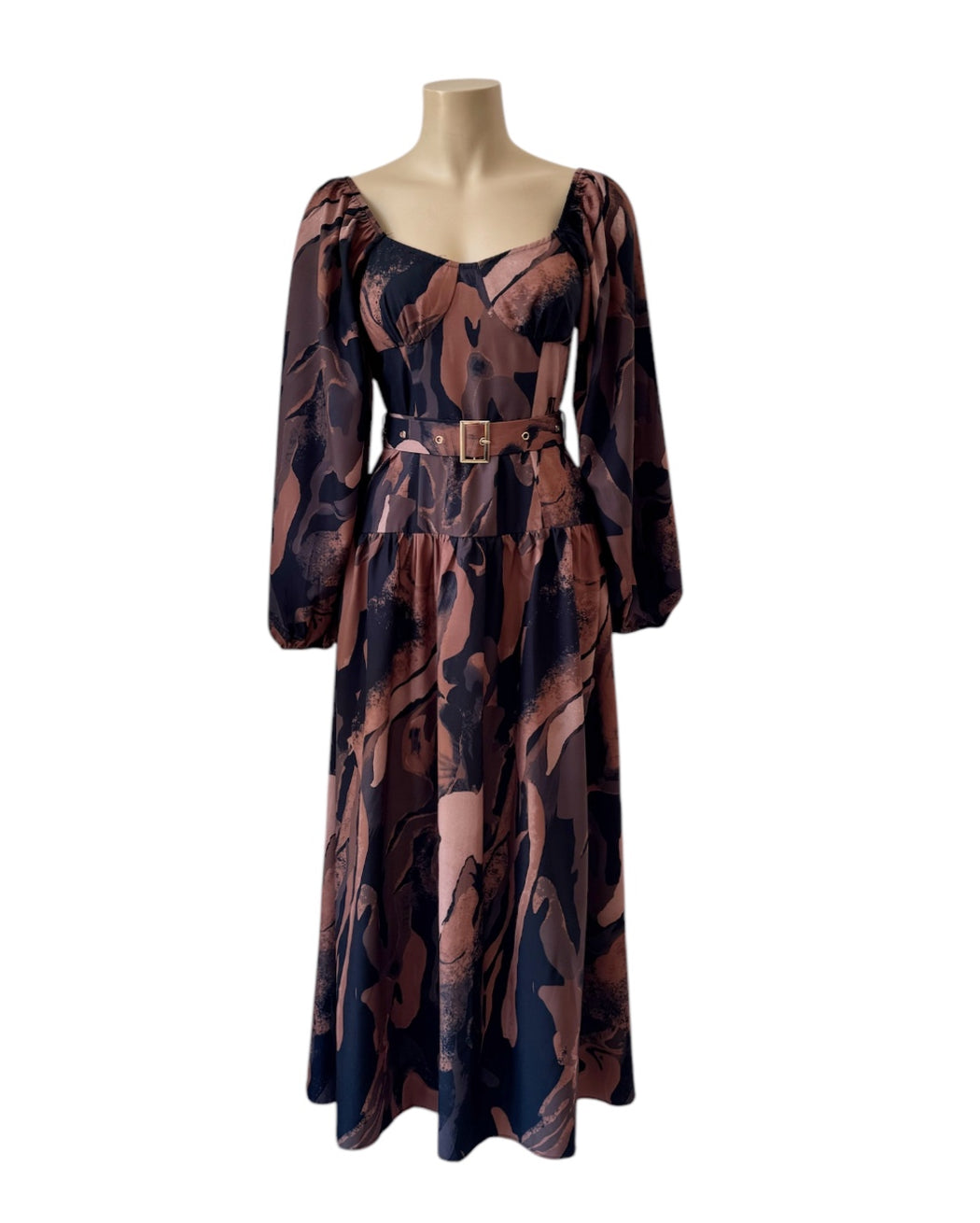 Coco Swirl Maxi Dress - Chocolate