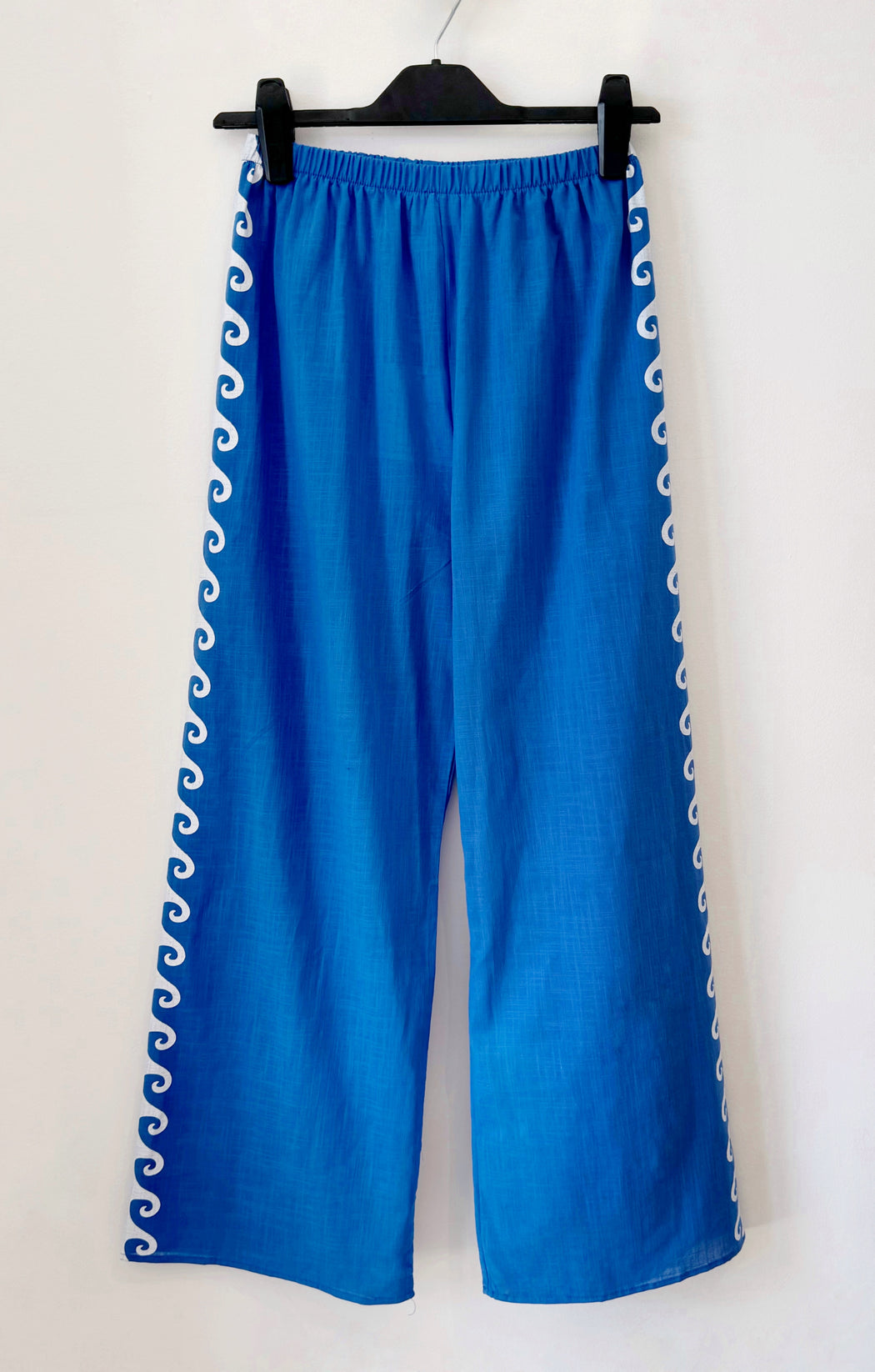 Lounge Straight Leg Cotton Pants - Blue Wave print