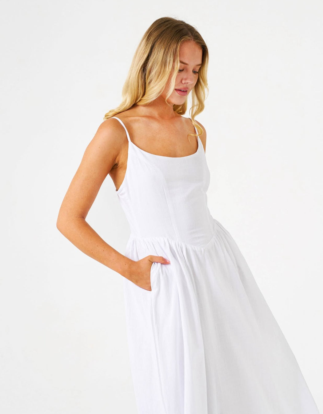 Drop waist Maxi Dress - White