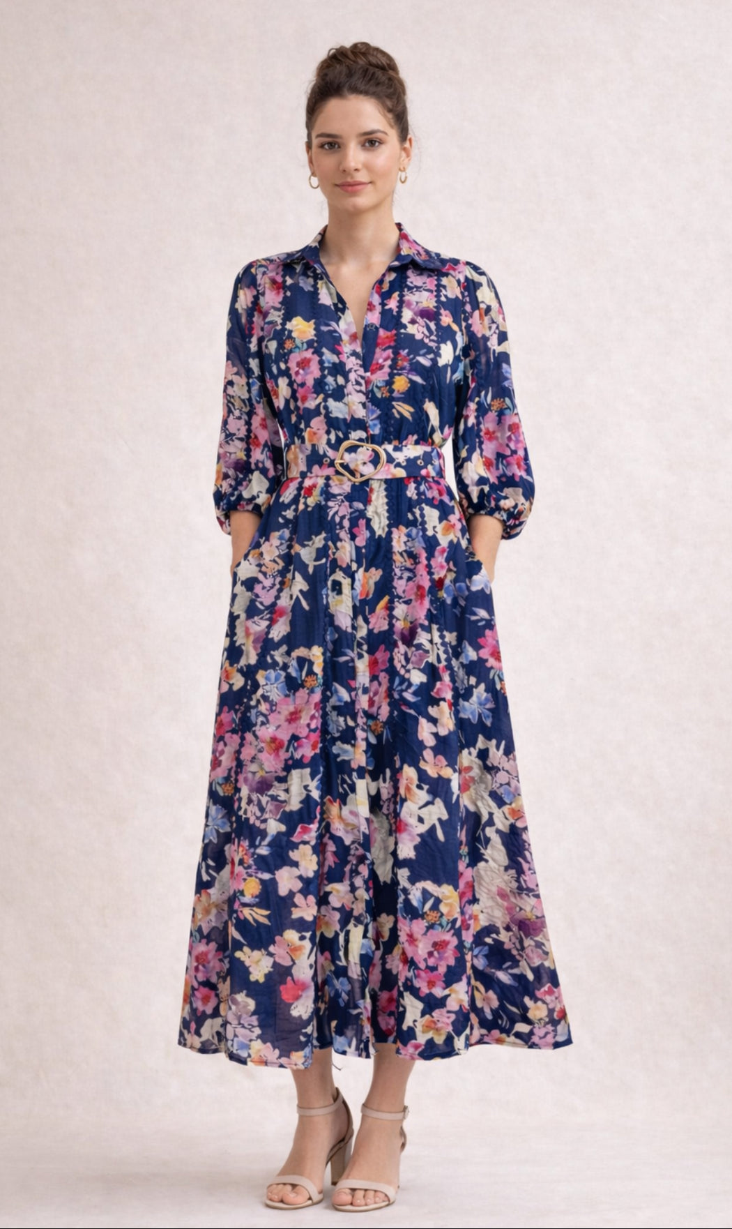 Navy Floral Dress