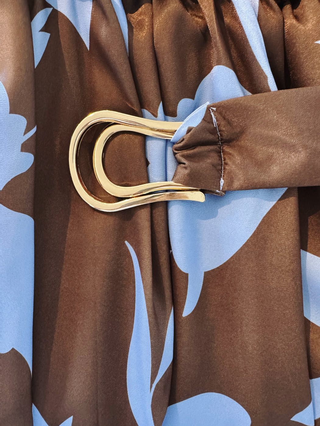 One Shoulder Floral Evening Dress  - Chocolate and Blue