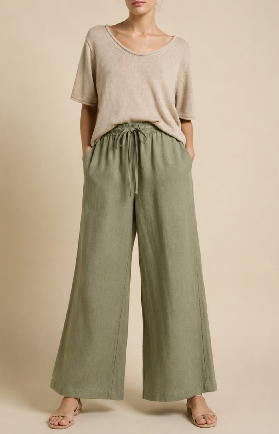 Little Lies Tara Linen Pants - Khaki