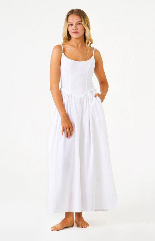 Drop waist Maxi Dress - White