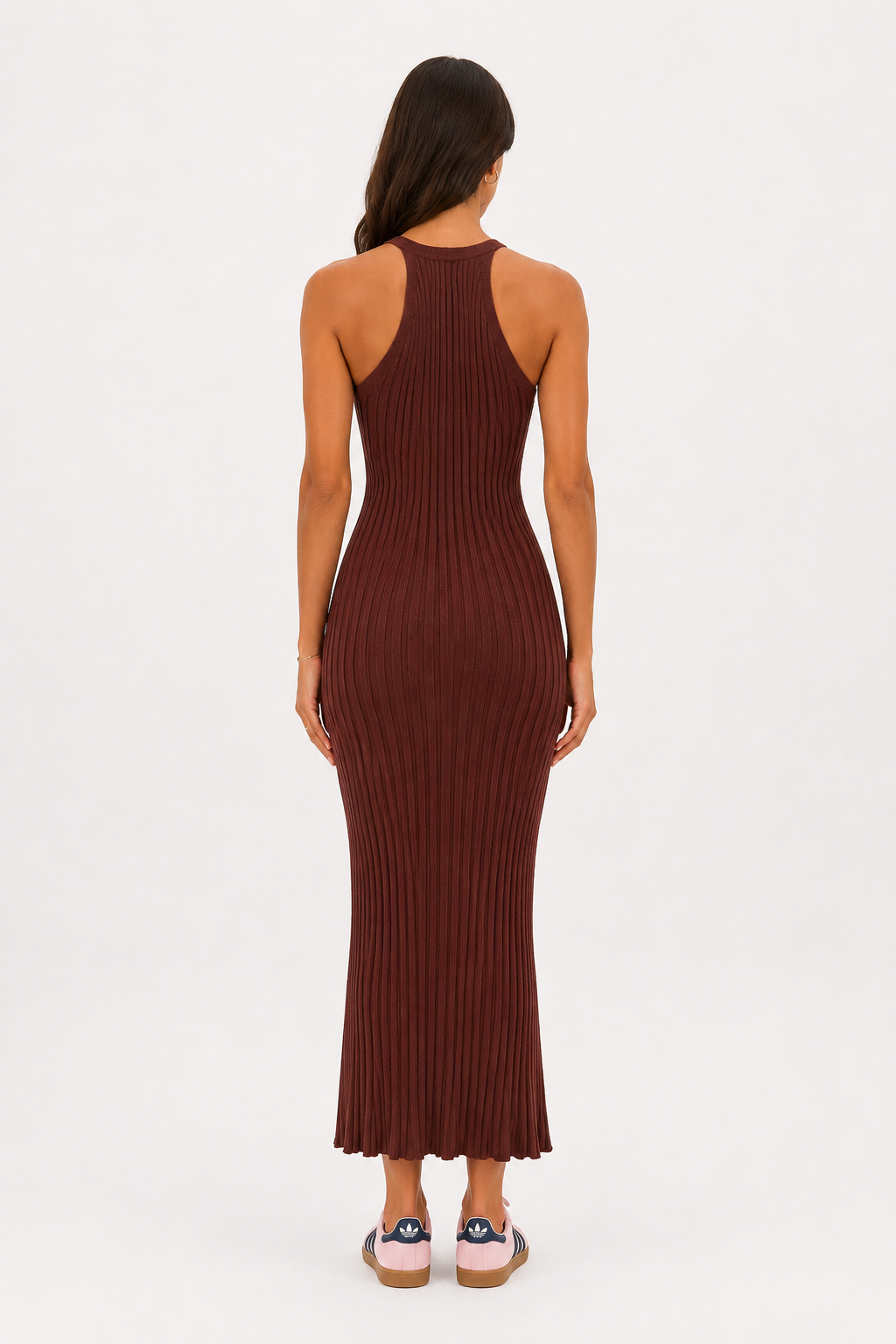 Sleeveless Knit dress - Brown