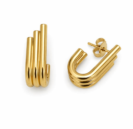 Denvi 18K Gold Plated Huggie Hoops - Arch stud