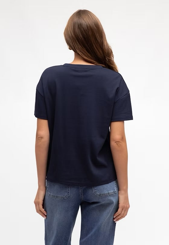 Easy Tuck Cotton Tee - Navy