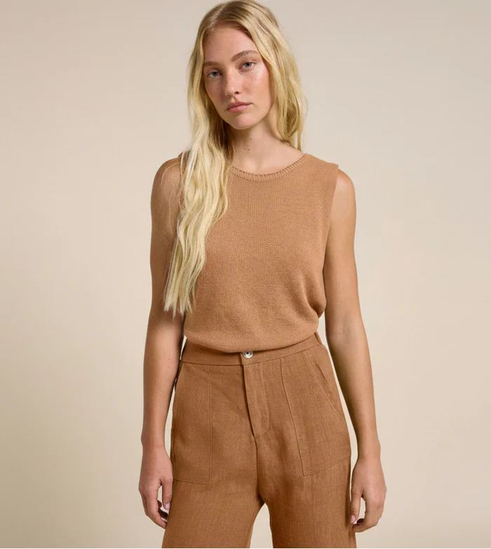 Little Lies Knit Spring Tank Top - Rust