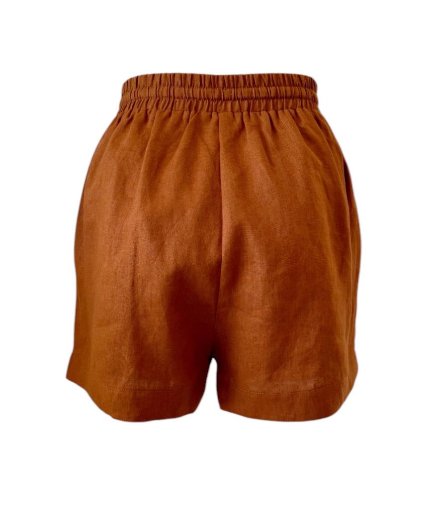 Staple Linen Shorts - Rust