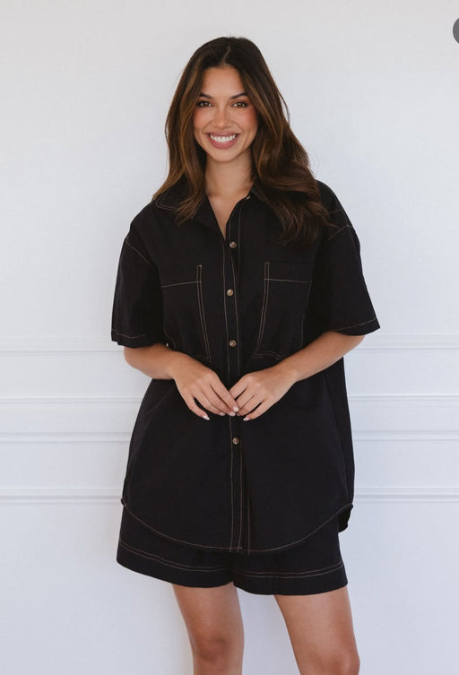 Black Cotton Shirt - Shorts sold separately