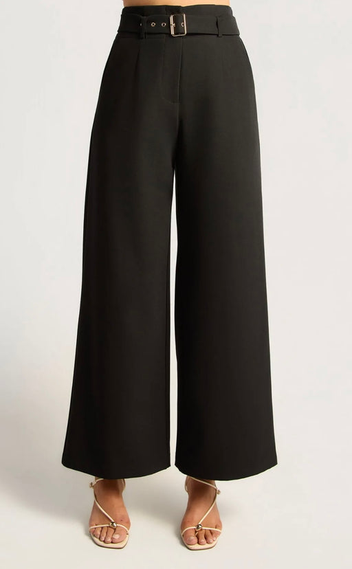 Straight leg Belted Dress Pants - Black