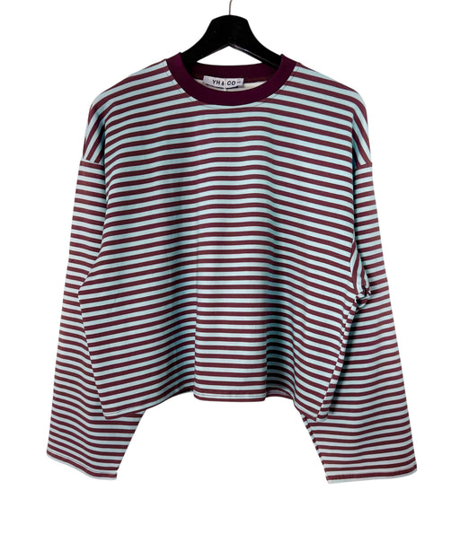 Sunday stripe long sleeve - chocolate and blue