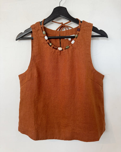 Little Lies GiGi Linen Tank Top - Deep Rust