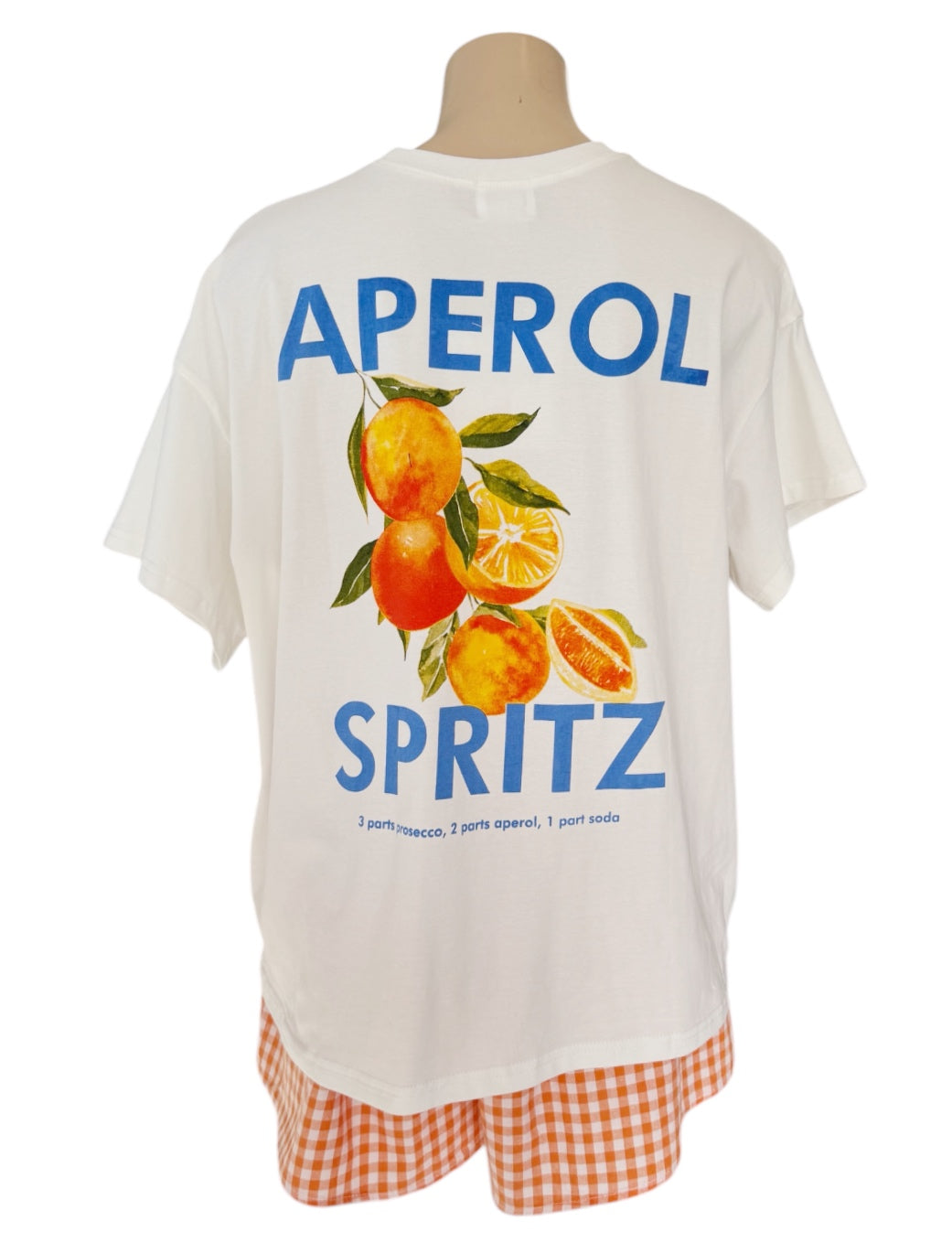 Aperol Set - White Tee and Orange gingham shorts