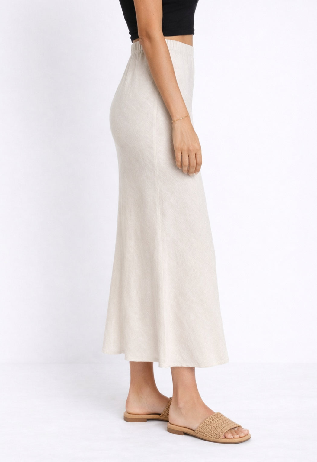 Little lies linen Midi Skirt- natural
