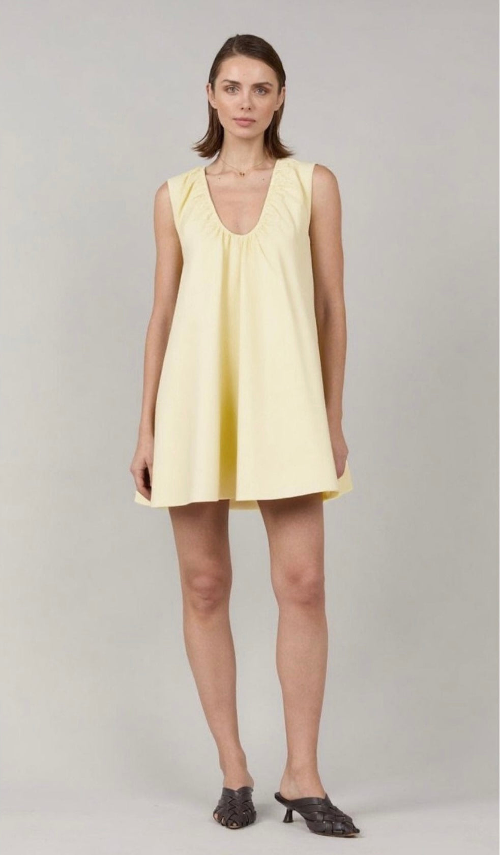 Cotton Poplin Mini Dress - Butter Yello