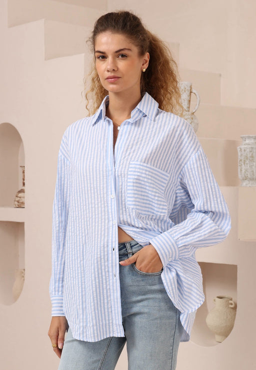 Cotton Stripe Shirt - Blue