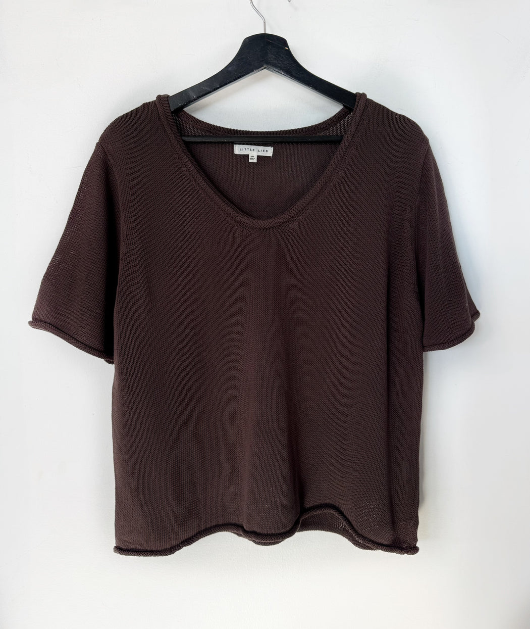 Little Lies Knit Spring Tee - Chocolate