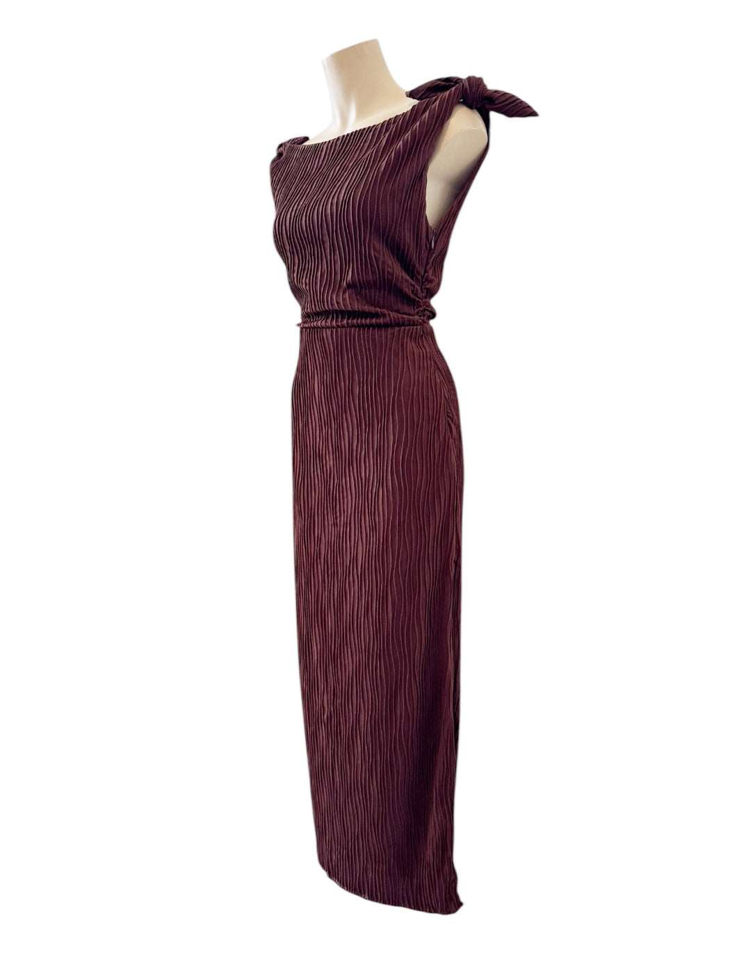 Tie shoulder Maxi Dress - Chocolate