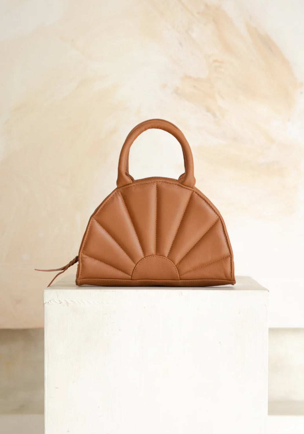 Hobo and Hatch Genuine Leather Soleil Mini Tote- Tan