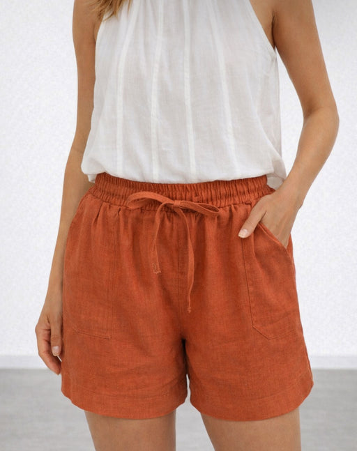 Little Lies Linen Bronte Shorts - light Rust