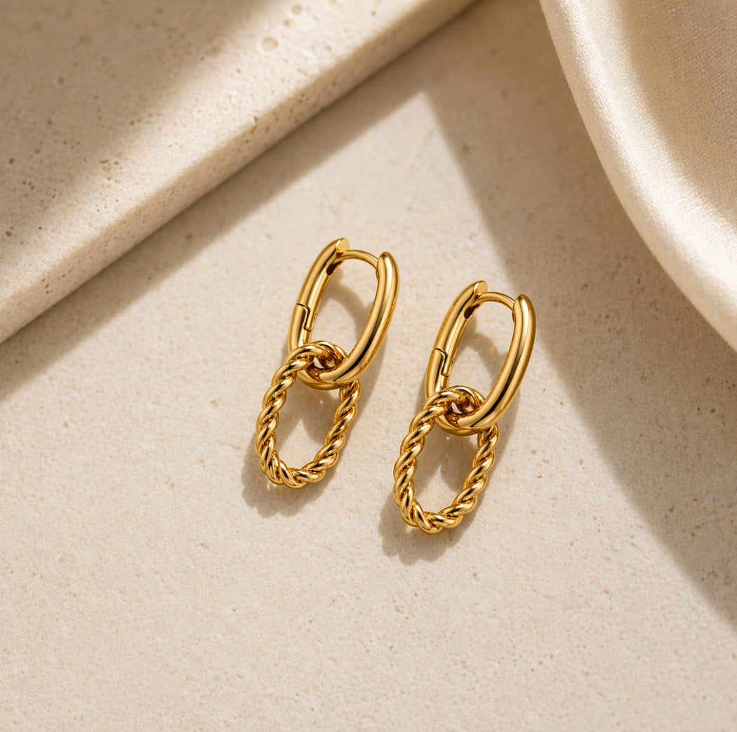 Denvi 18K Gold Plated Huggie Hoops - Large