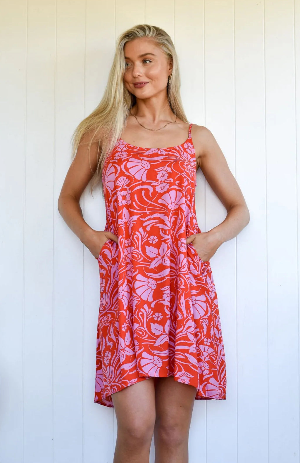 Isabella Mini Dress - Pink and Red