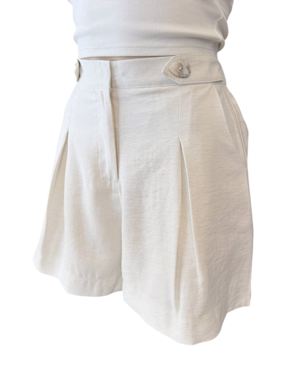 Pleat Shorts - Cream
