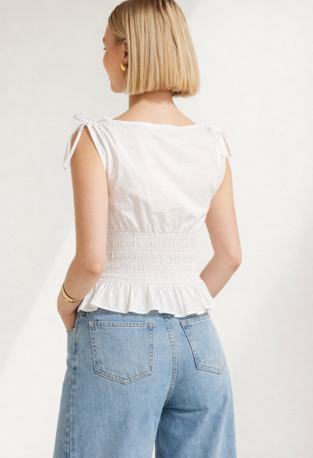 Ruched Cami Top - White