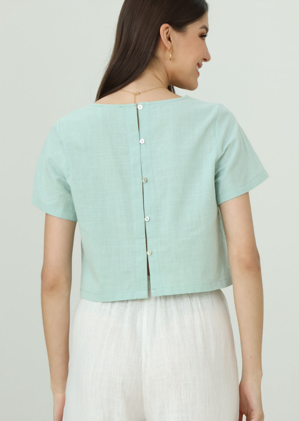 Cropped Cotton Top - Sage Green