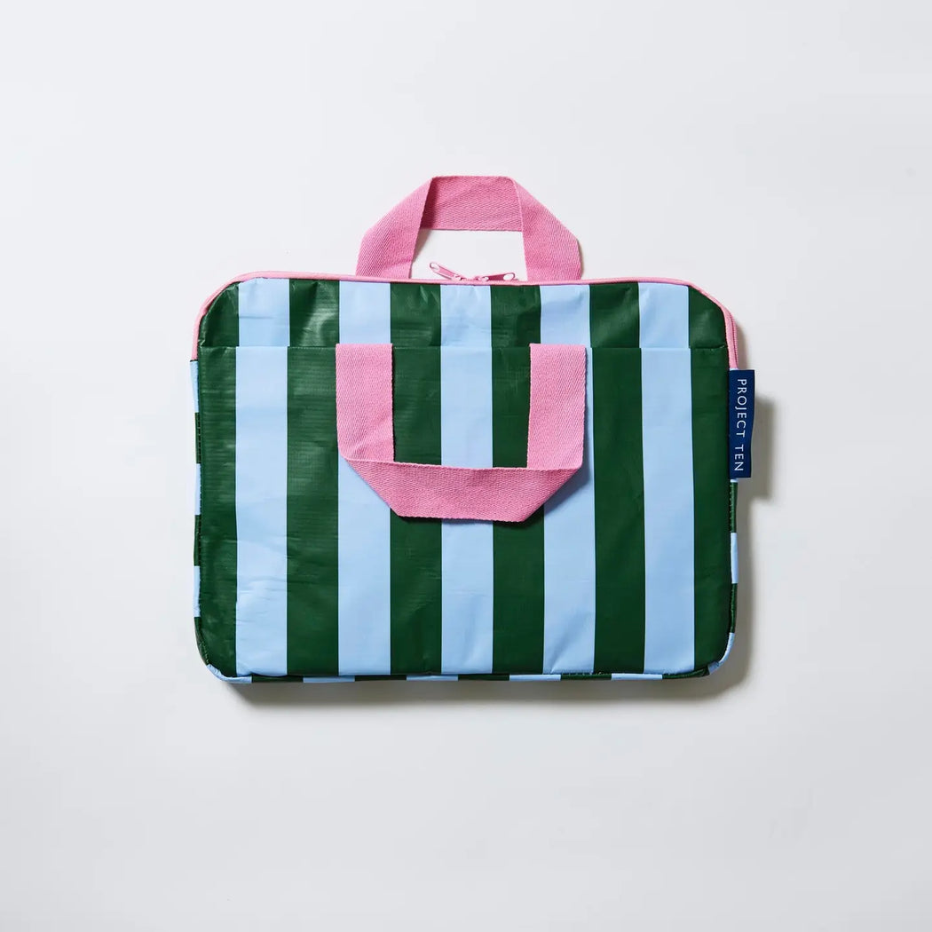 Project Ten Laptop Case - Green Blue stripe