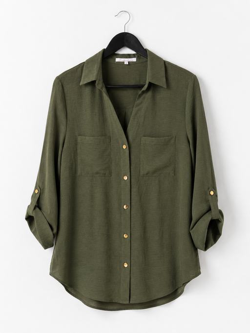 Tab Sleeve Button up shirt - Khaki