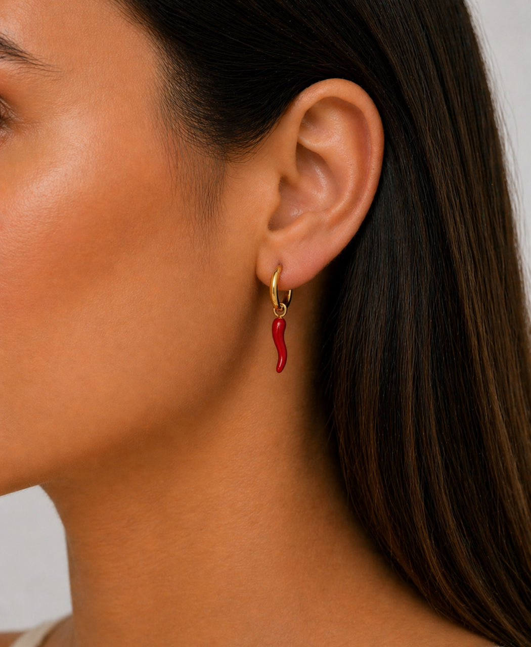 Denvi 18K Gold Plated Huggie Hoops - Chilli Hoop