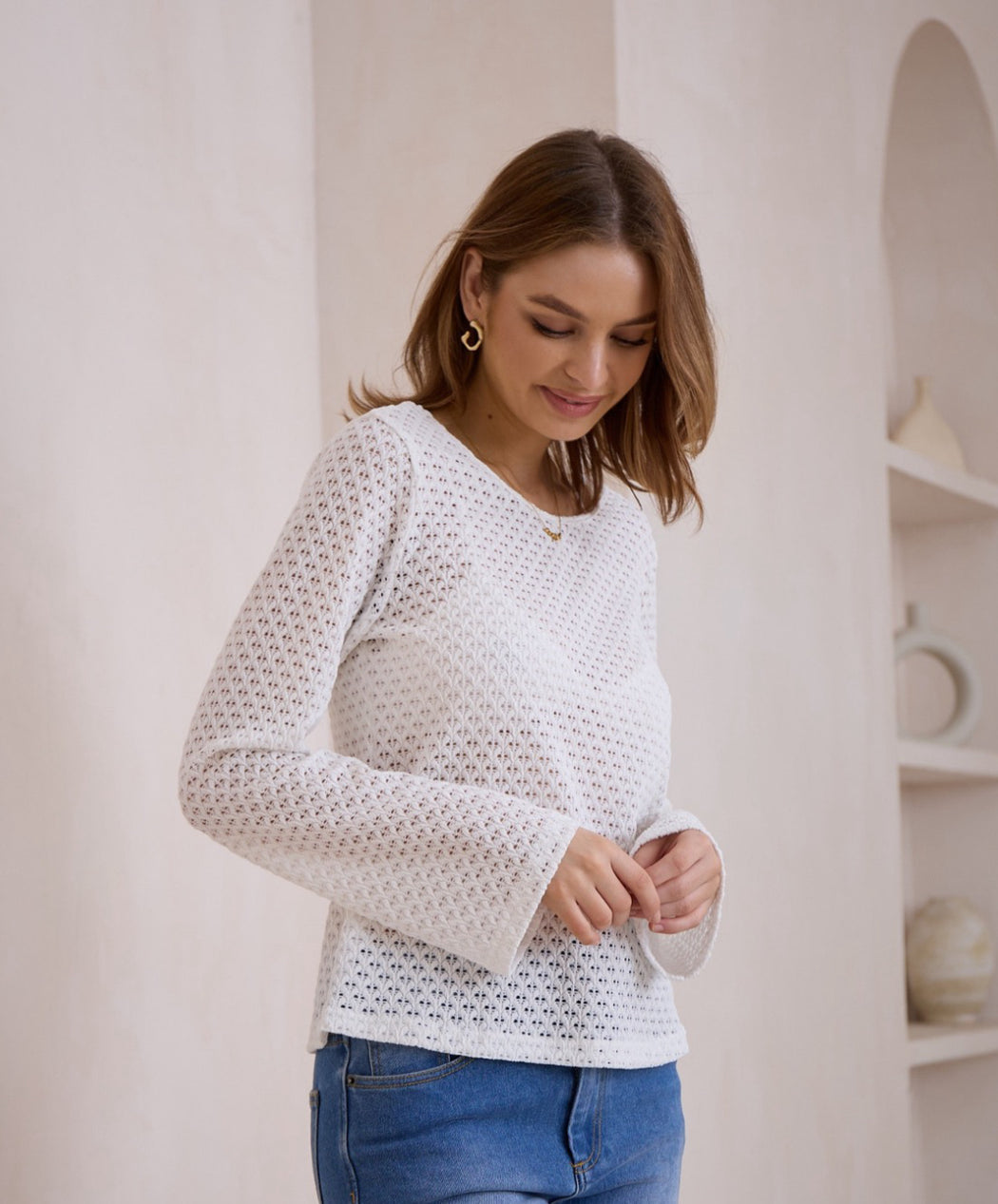 Tie Back Crochet Top - Ivory