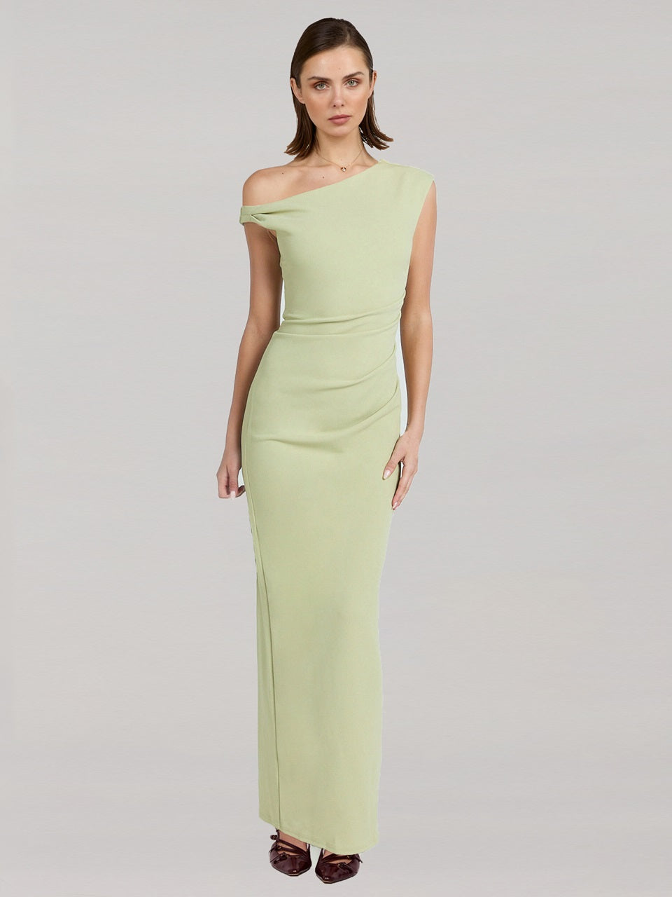 Off shoulder Maxi Dress - Sage Green