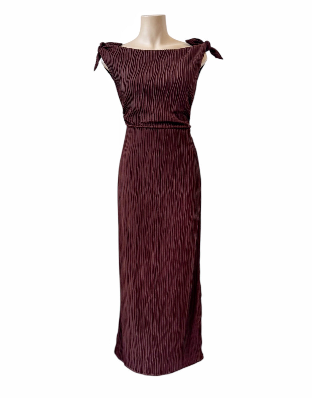 Tie shoulder Maxi Dress - Chocolate