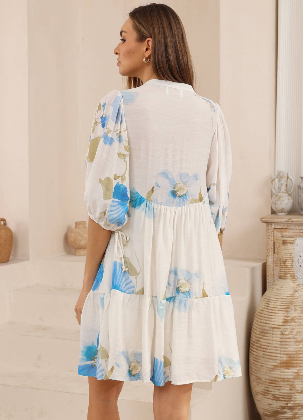 Babydoll Dress - Blue floral