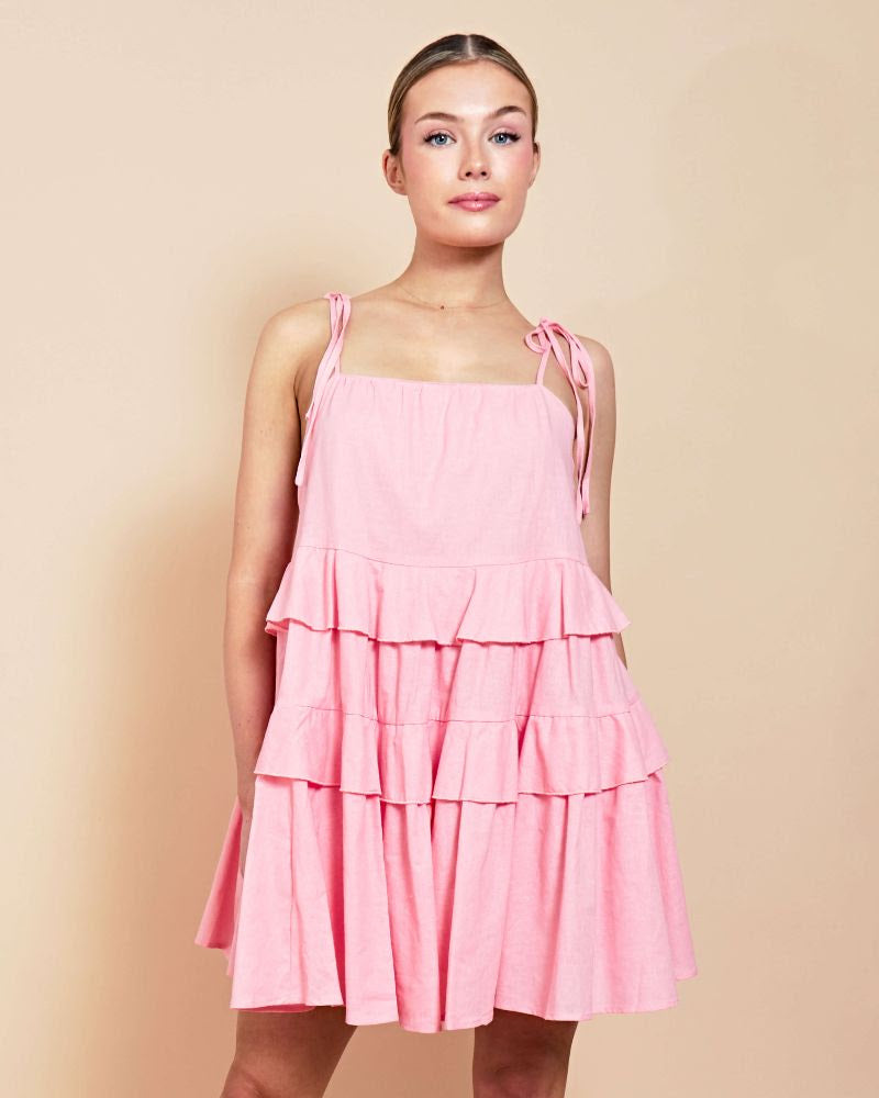 Frill Mini Dress - Pink