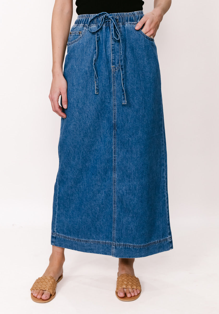 Denim Midi Skirt - Mid Blue Denim