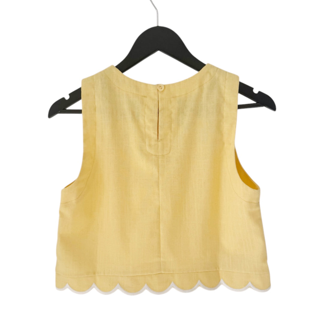 Scallop Hem Crop Top - Lemon