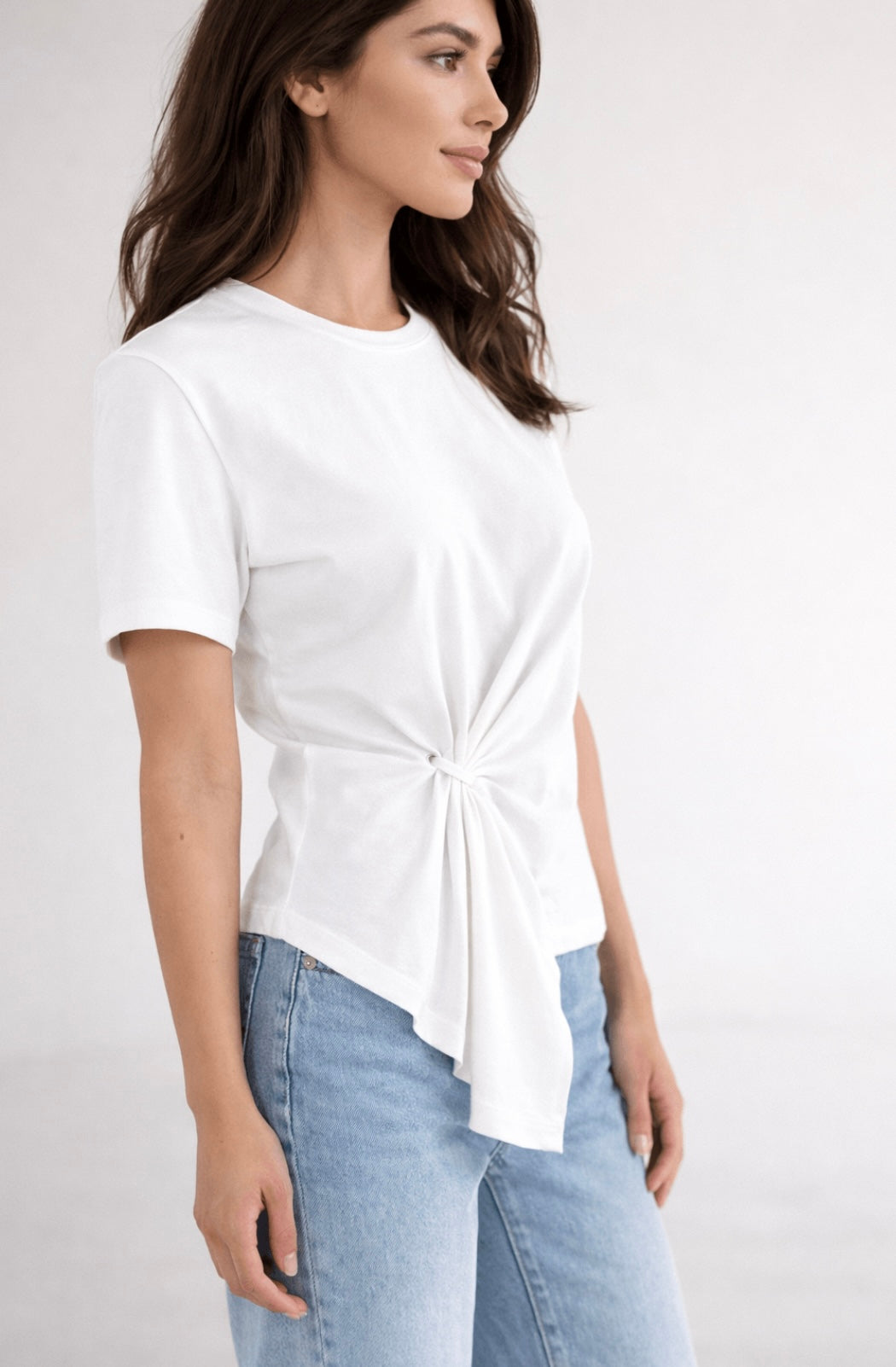 Pleat Cotton Tee - White