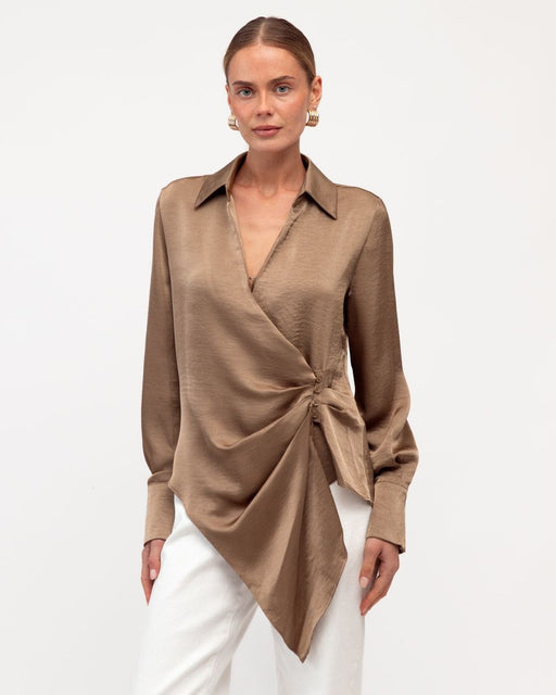 Satin Aysym Blouse - Mocha